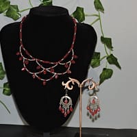 DSCN0774 Parure collier et boucle d'oreille cristal rouge