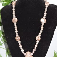 Collier de Perles de Jaspe Marron et Perles de Céramique Assorties