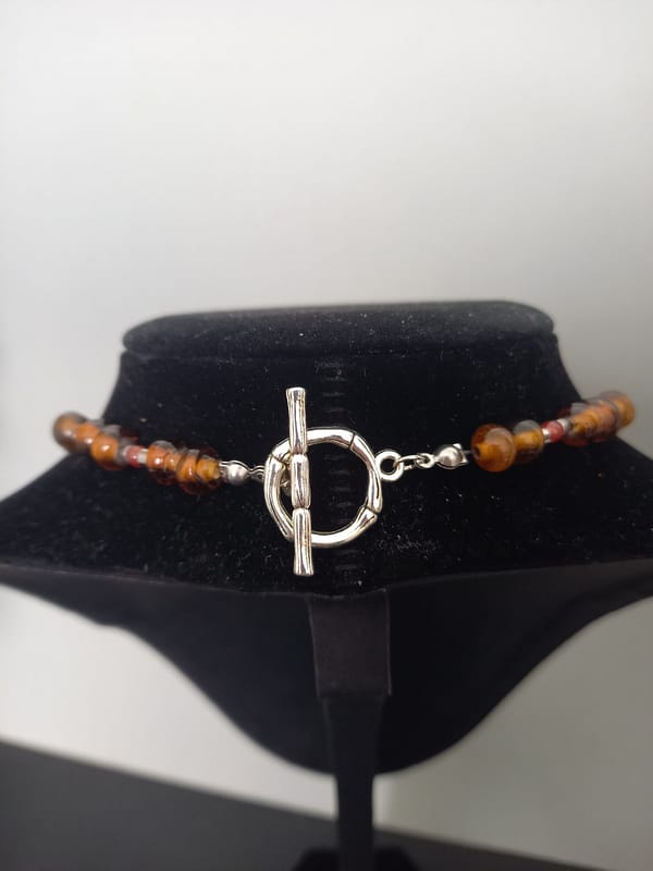 20250115_115408 Collier en Perles de Coquillage, Verre et Cornaline marron
