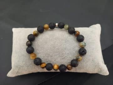 bracelet homme en pierre de lave et oeil de tigre